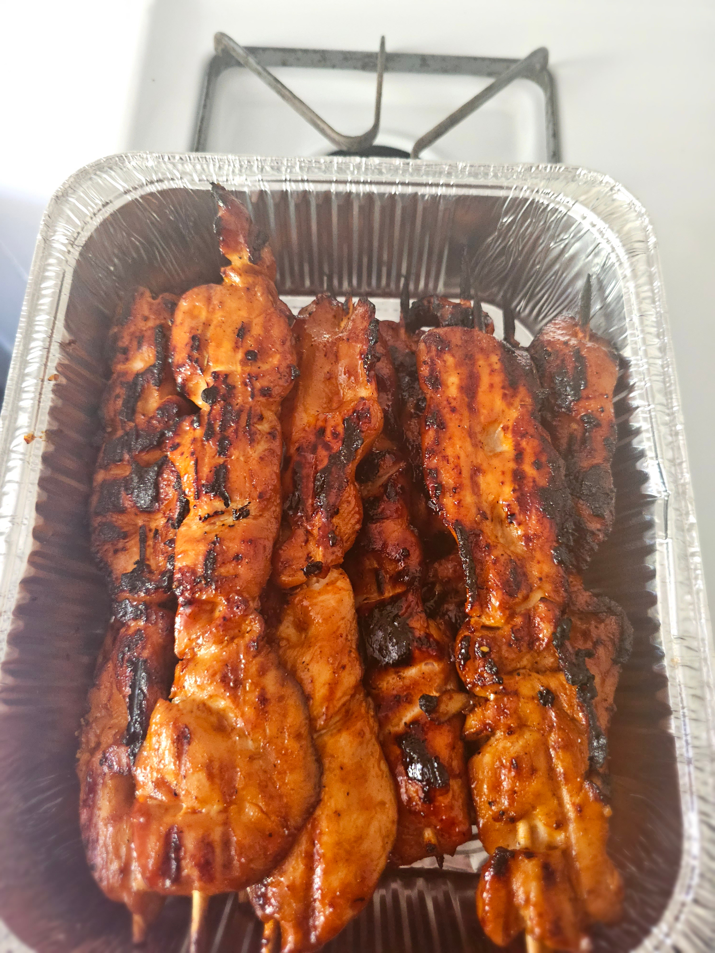 Mexican catering Sacramento grilled chicken skewers in tray
