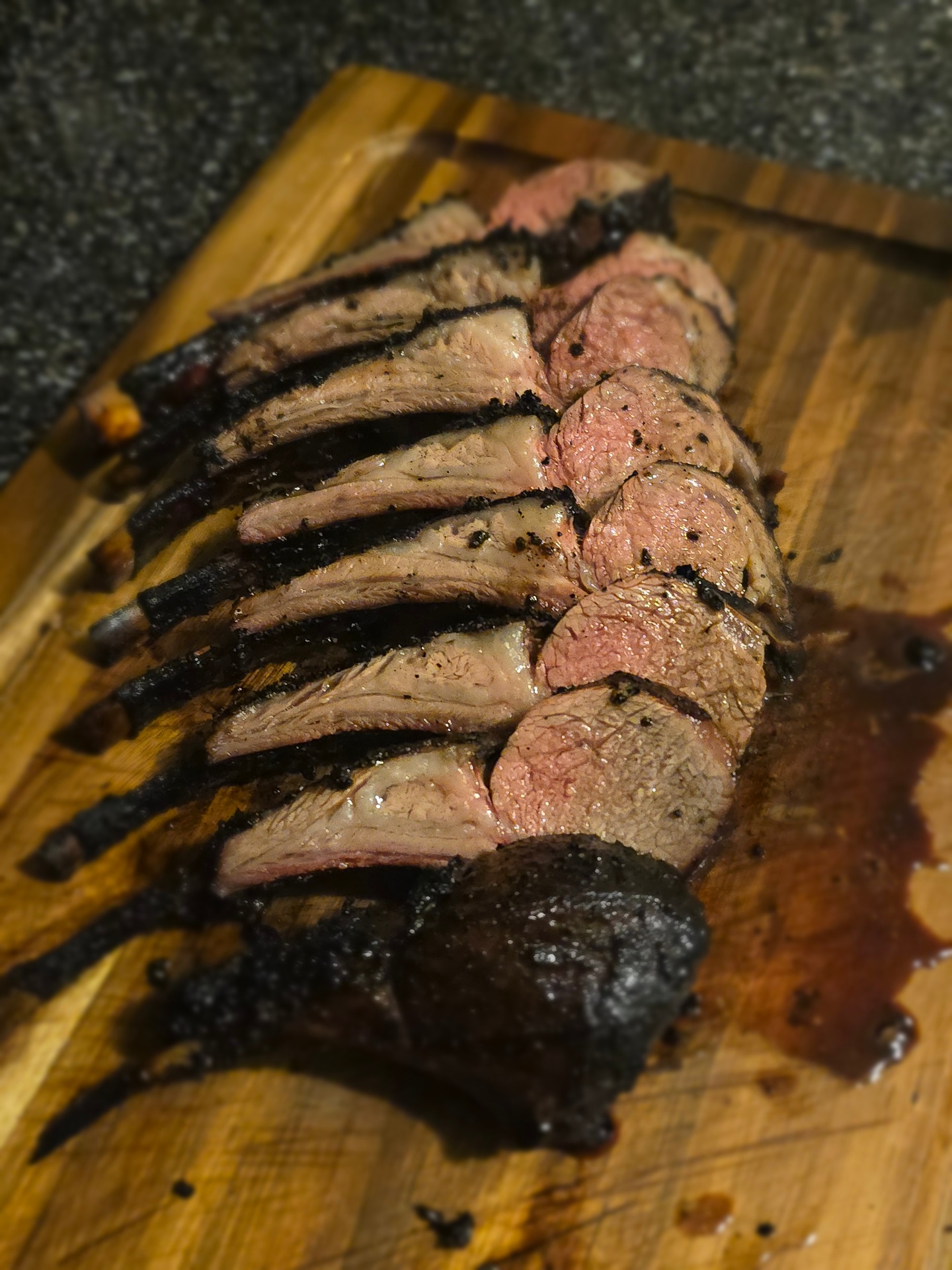 Sacramento BBQ catering sliced smoked rack of lamb